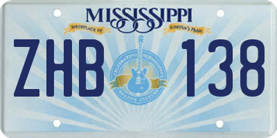 MS license plate ZHB138