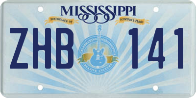 MS license plate ZHB141