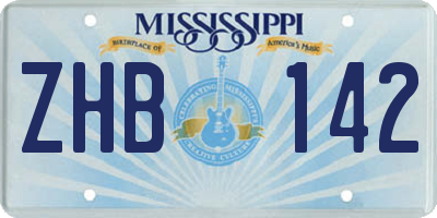 MS license plate ZHB142