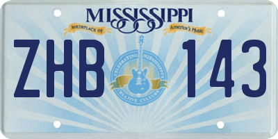 MS license plate ZHB143