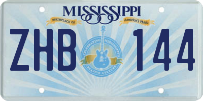 MS license plate ZHB144