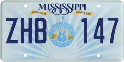 MS license plate ZHB147