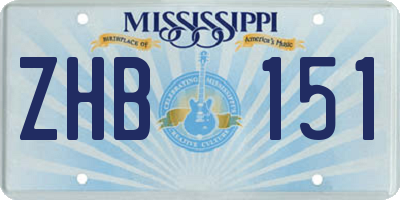MS license plate ZHB151