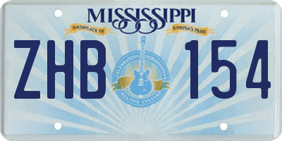 MS license plate ZHB154
