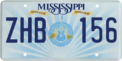 MS license plate ZHB156