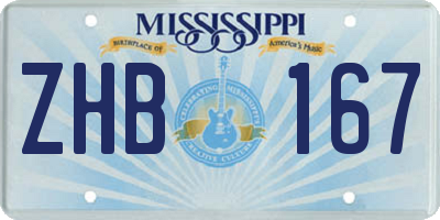 MS license plate ZHB167