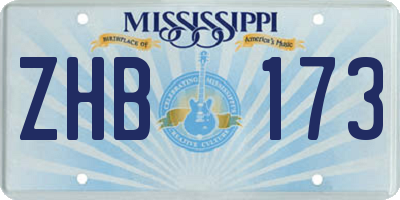 MS license plate ZHB173