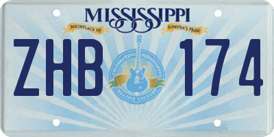 MS license plate ZHB174