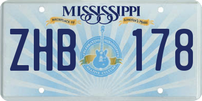 MS license plate ZHB178