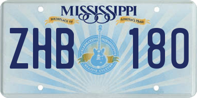 MS license plate ZHB180