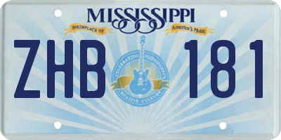 MS license plate ZHB181