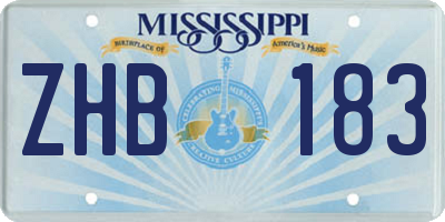 MS license plate ZHB183