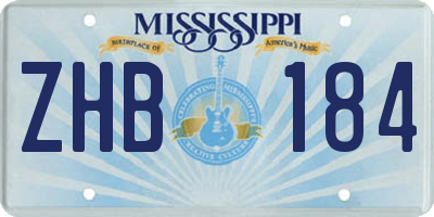 MS license plate ZHB184