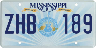 MS license plate ZHB189