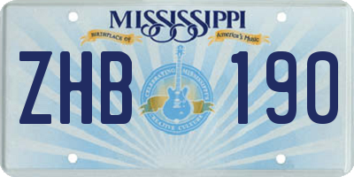 MS license plate ZHB190