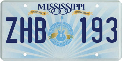 MS license plate ZHB193