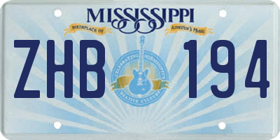 MS license plate ZHB194