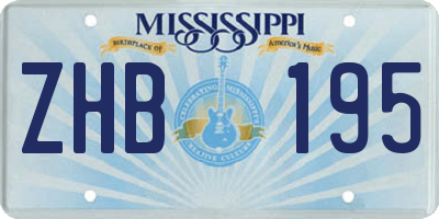 MS license plate ZHB195