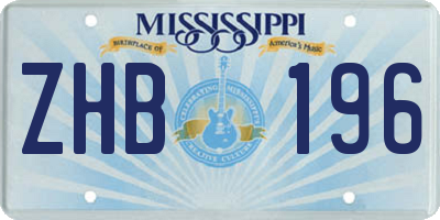 MS license plate ZHB196