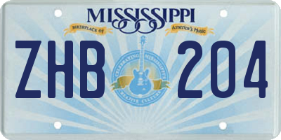 MS license plate ZHB204