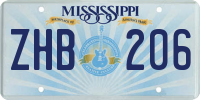 MS license plate ZHB206