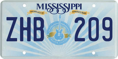 MS license plate ZHB209
