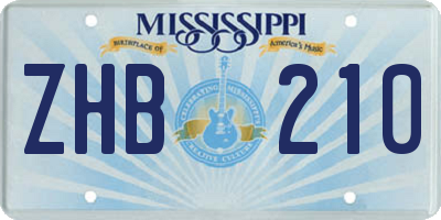 MS license plate ZHB210