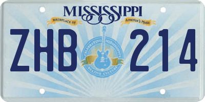 MS license plate ZHB214