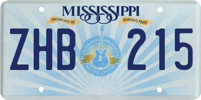 MS license plate ZHB215