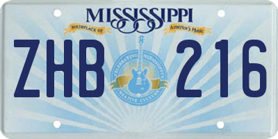 MS license plate ZHB216