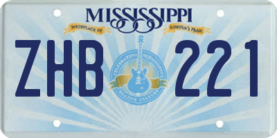 MS license plate ZHB221