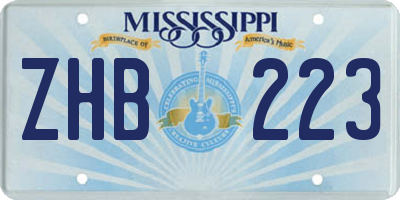 MS license plate ZHB223