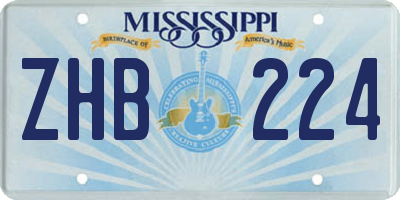MS license plate ZHB224