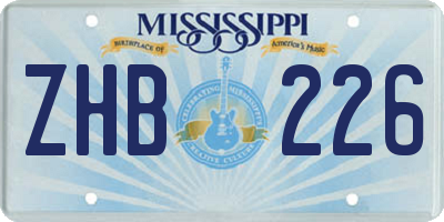MS license plate ZHB226