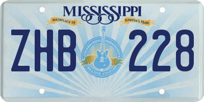 MS license plate ZHB228