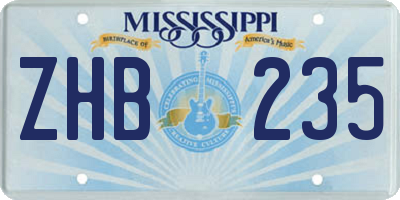 MS license plate ZHB235