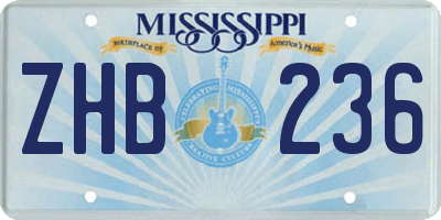 MS license plate ZHB236