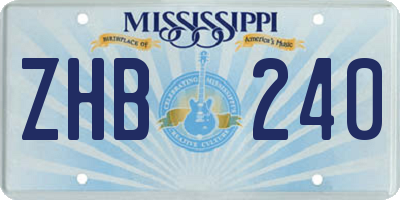 MS license plate ZHB240