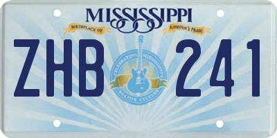 MS license plate ZHB241