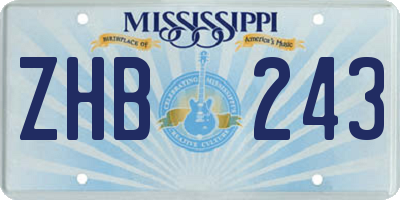 MS license plate ZHB243
