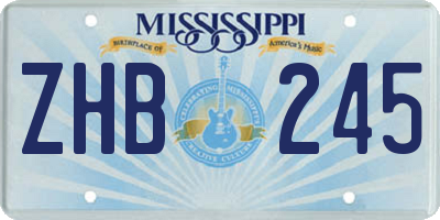 MS license plate ZHB245