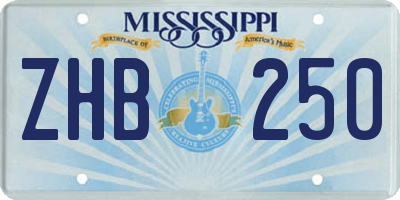 MS license plate ZHB250