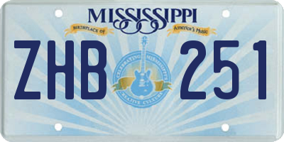 MS license plate ZHB251