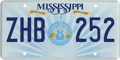 MS license plate ZHB252
