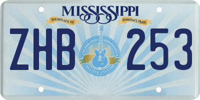 MS license plate ZHB253
