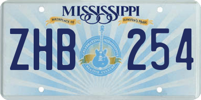 MS license plate ZHB254