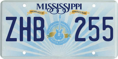 MS license plate ZHB255