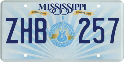 MS license plate ZHB257