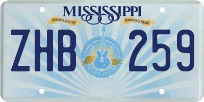MS license plate ZHB259