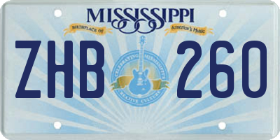 MS license plate ZHB260